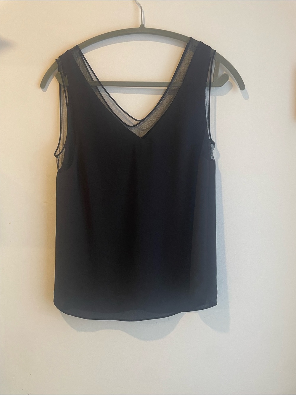 Babaton Black Mesh-Trim V-Neck Sleeveless Camisole
